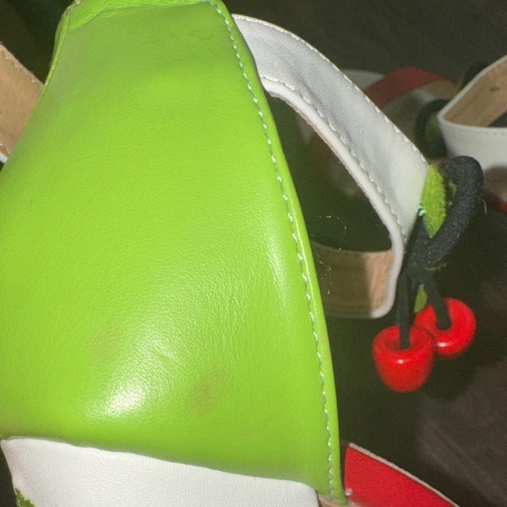 Vibrant Red and Green Women's Heels - Picture 8 of 14